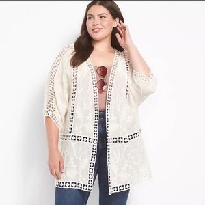 Lane Bryant Boho Classic Ivory Lace Kimono - Like New - Size 18/20